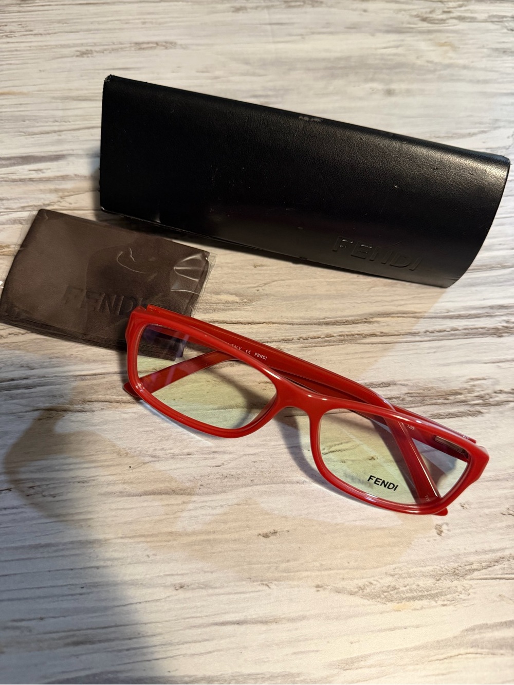 New with box Fendi Red Rectangular  Glasses Y2K